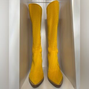 Fendi Fframe Jacquard Pointed Toe Boots